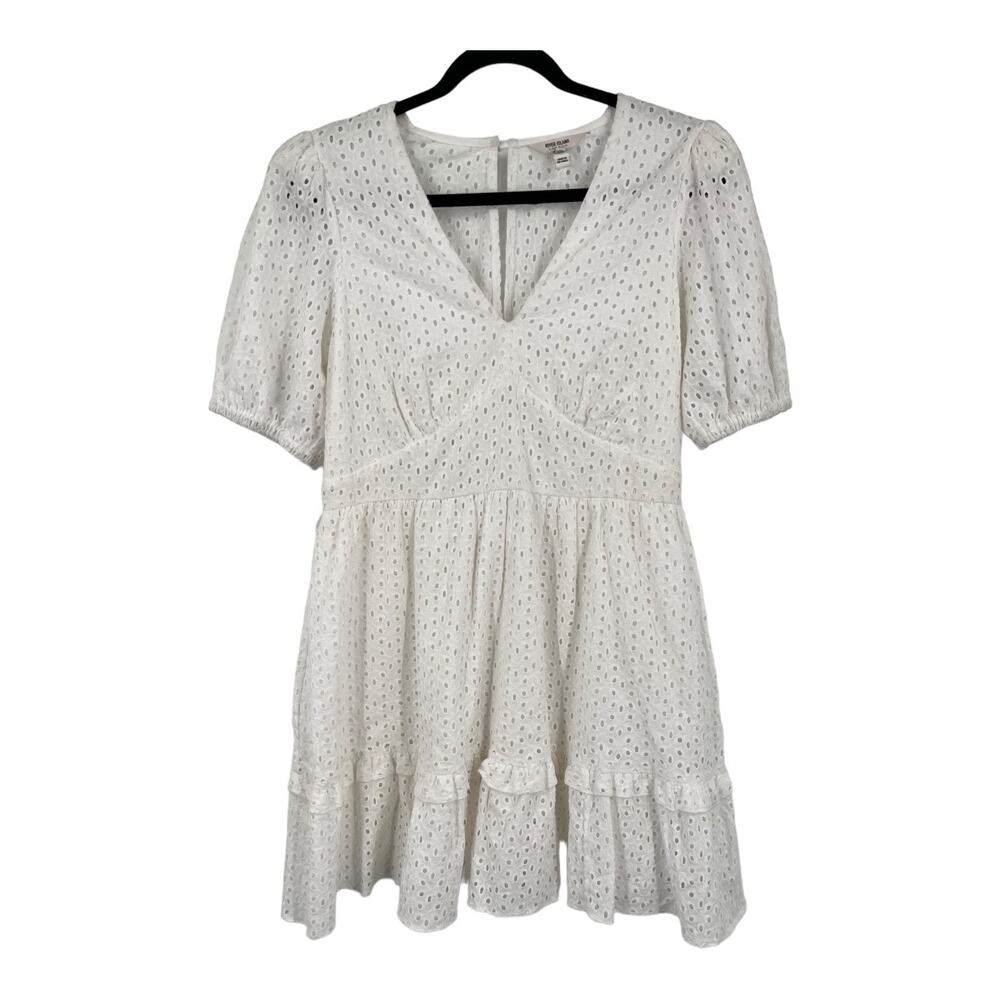 River Island dress Broderie eyelet minidress white size 14